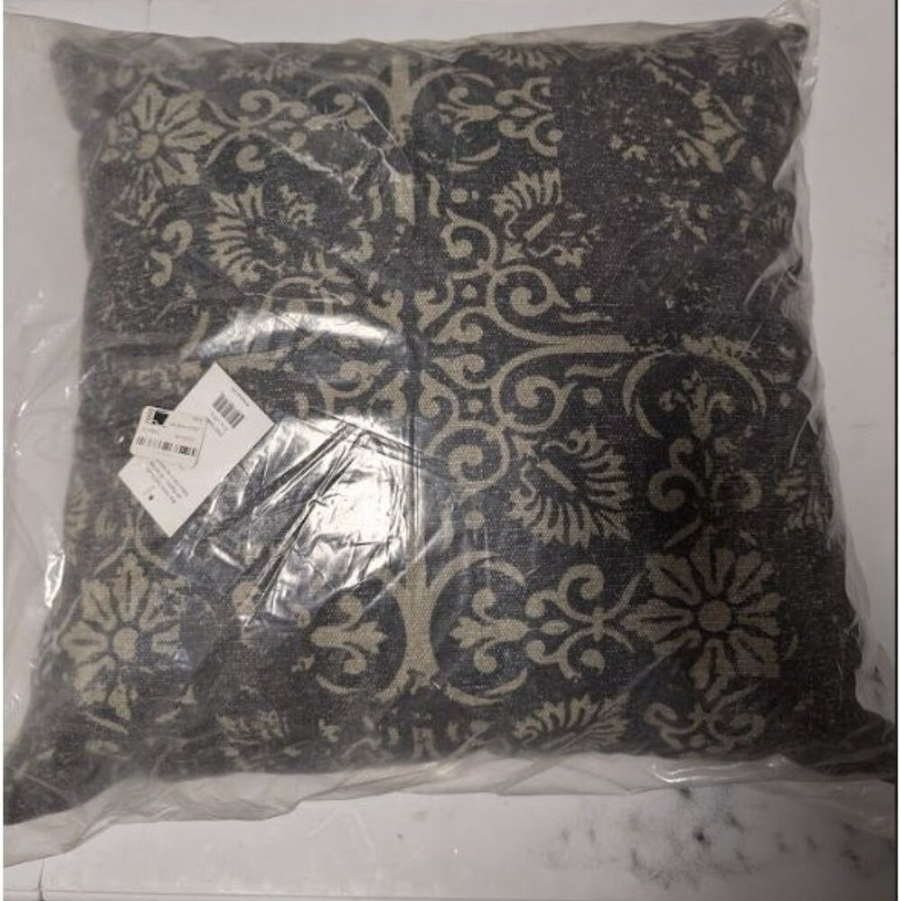 Mina Victory Life Styles Distress Damask Throw Pillow, Grey, 22X22